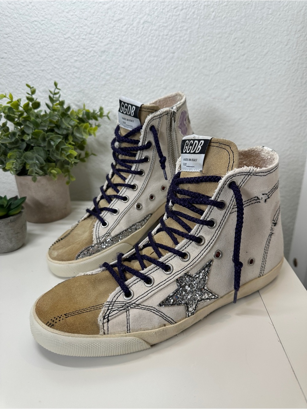 Golden Goose GGDB Francy High Top Sneakers Glitter Star EU 39
